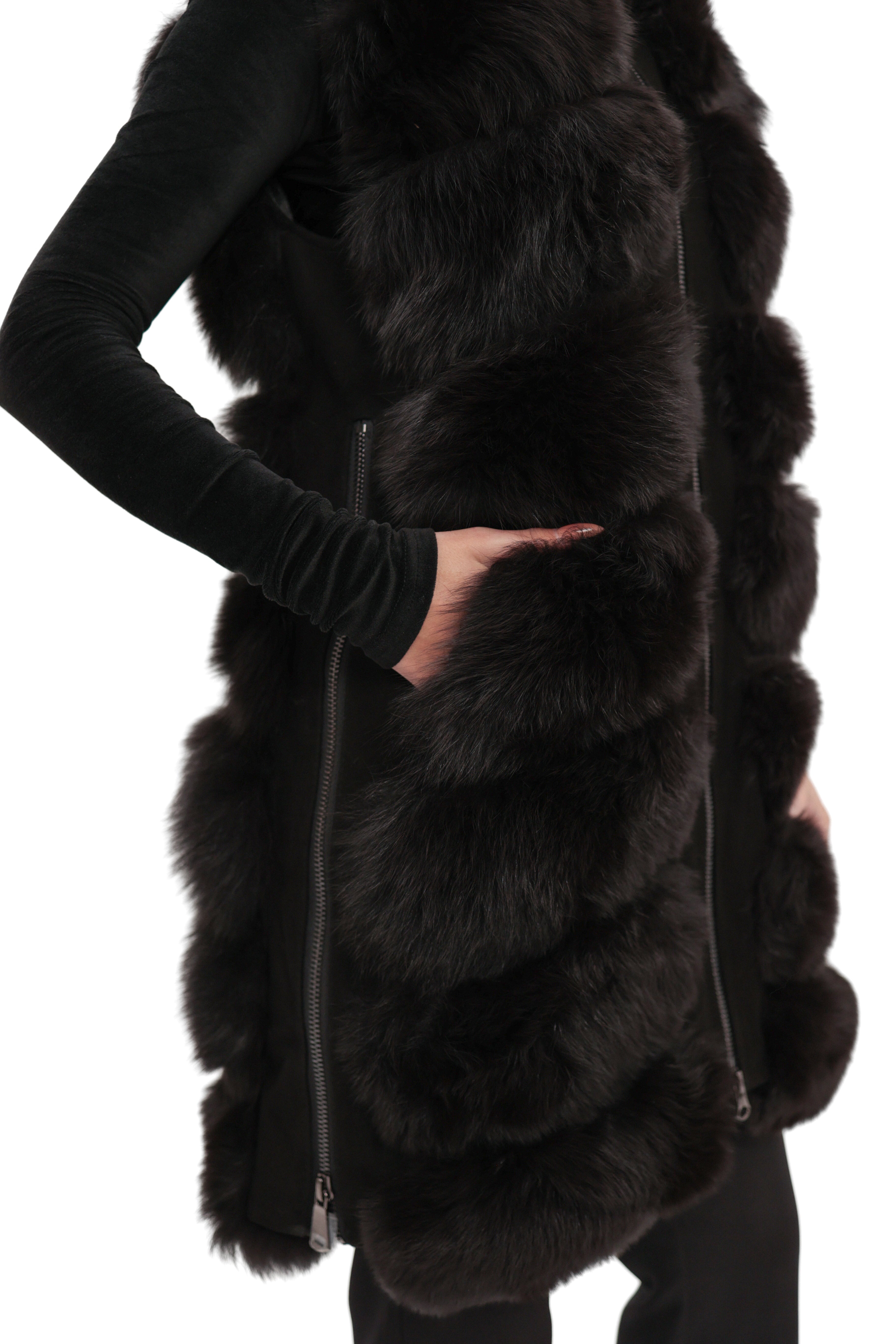 Genuine Polar Fox Fur Vest 90 cm