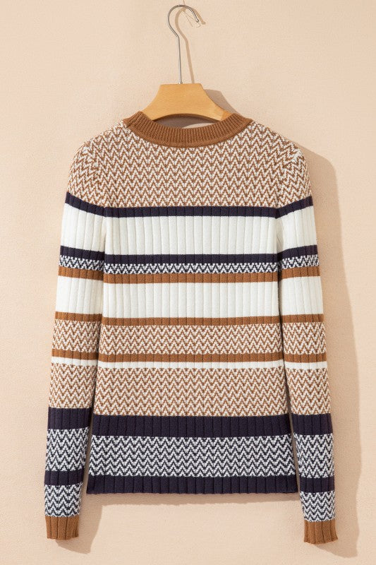 Avery Ribbed Trim Slim Sweater