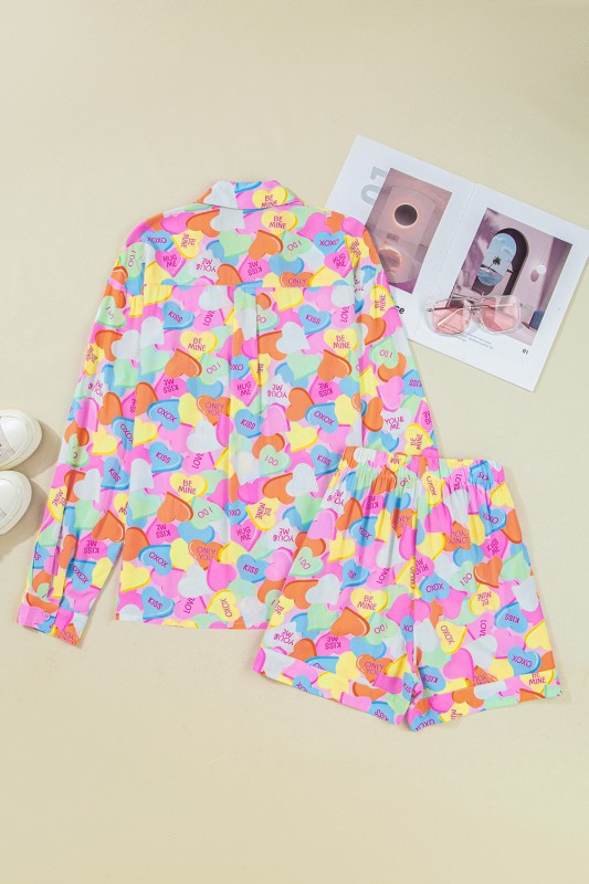 Valentine Heart Candy Shirt and Shorts Pajama Set