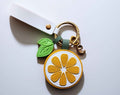 Personalized Orange Slice Keychain: Faux Leather Citrus Bag Charm