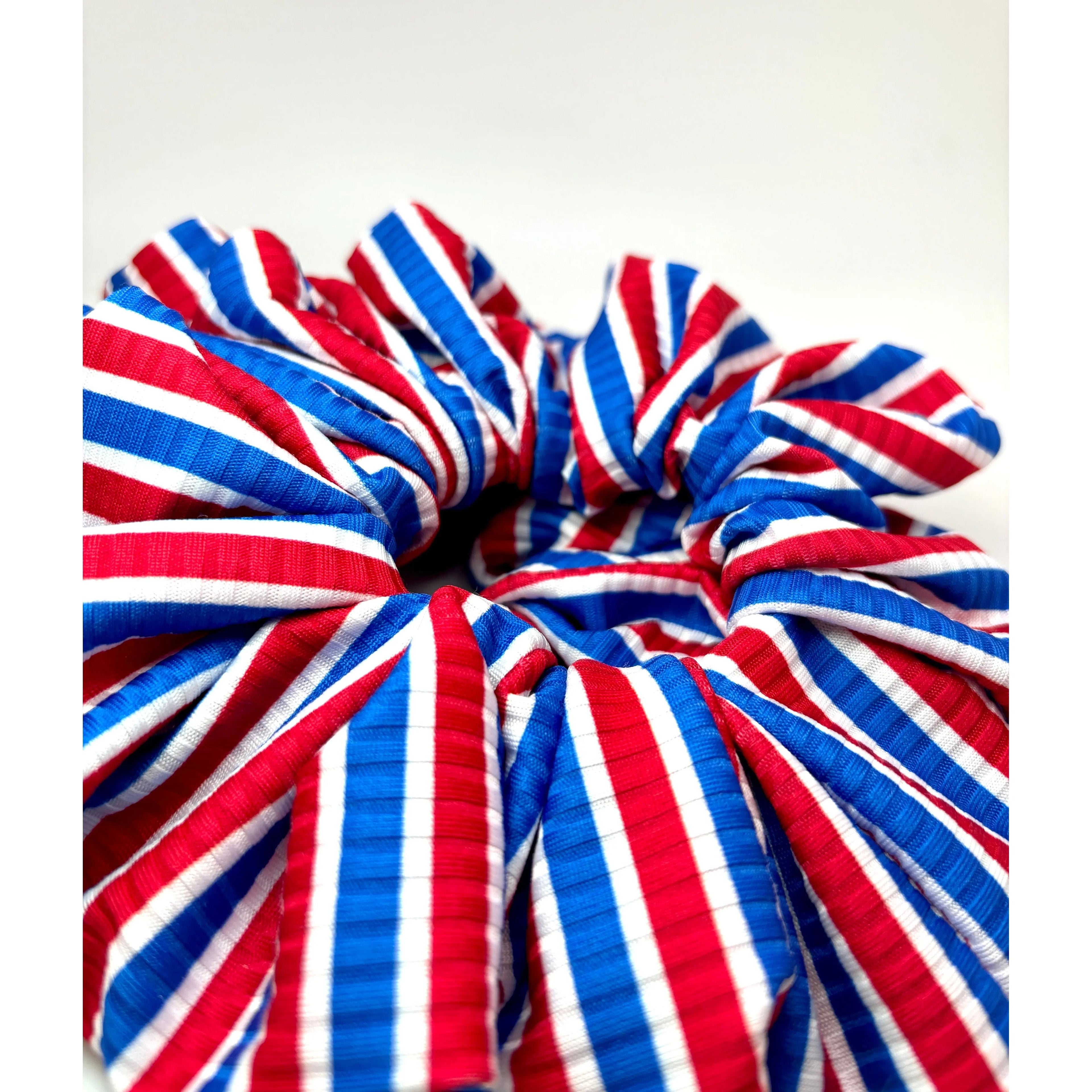 Striped 4th of July Ribbed Scrunchie
