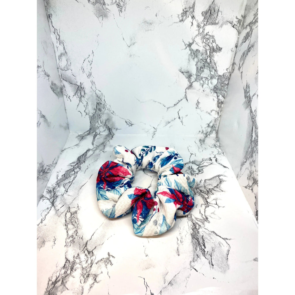 Mini Floral Poinsettia Christmas Bullet Scrunchie
