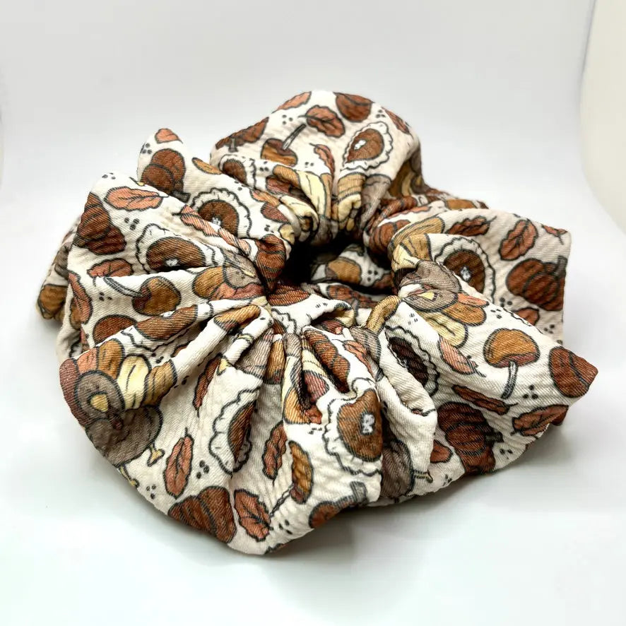 Turkey and Pie Thanksgiving Bullet Scrunchie