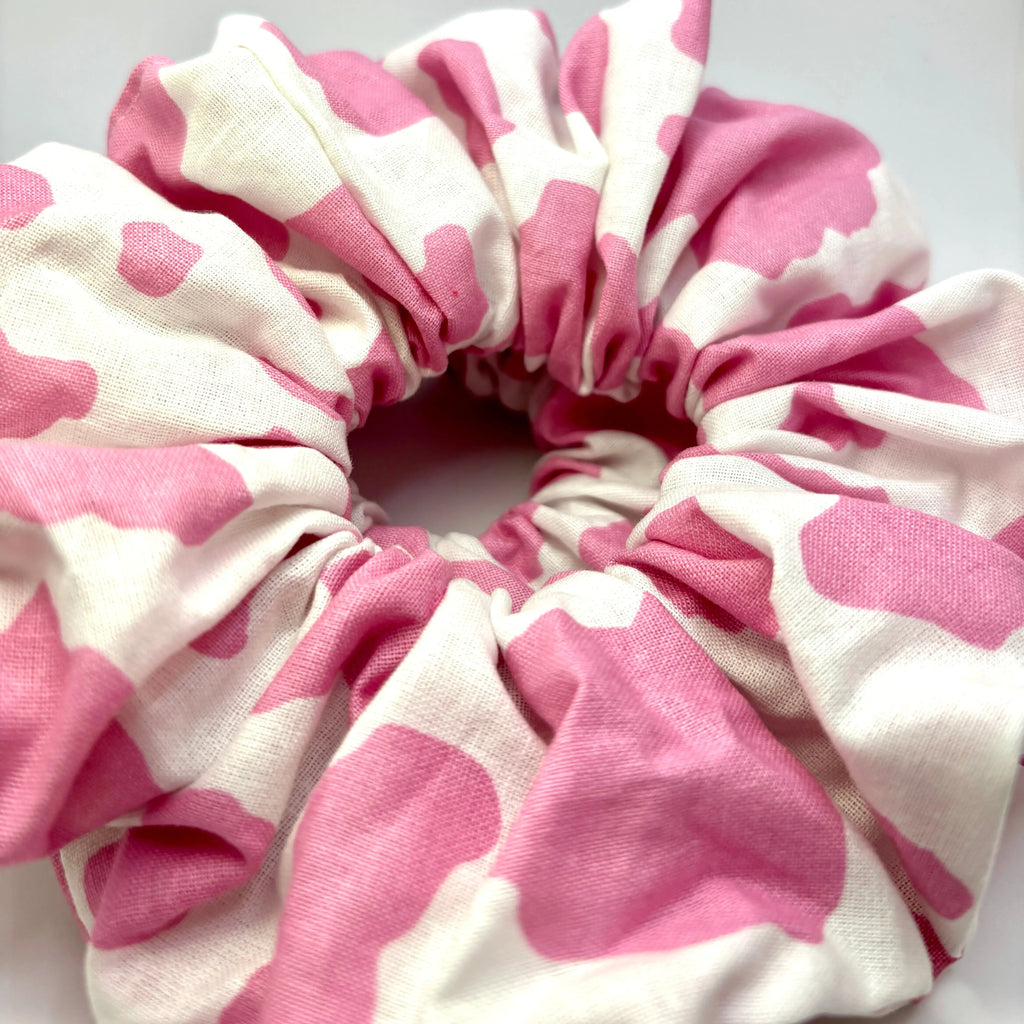 Pink Cow Print Scrunchie