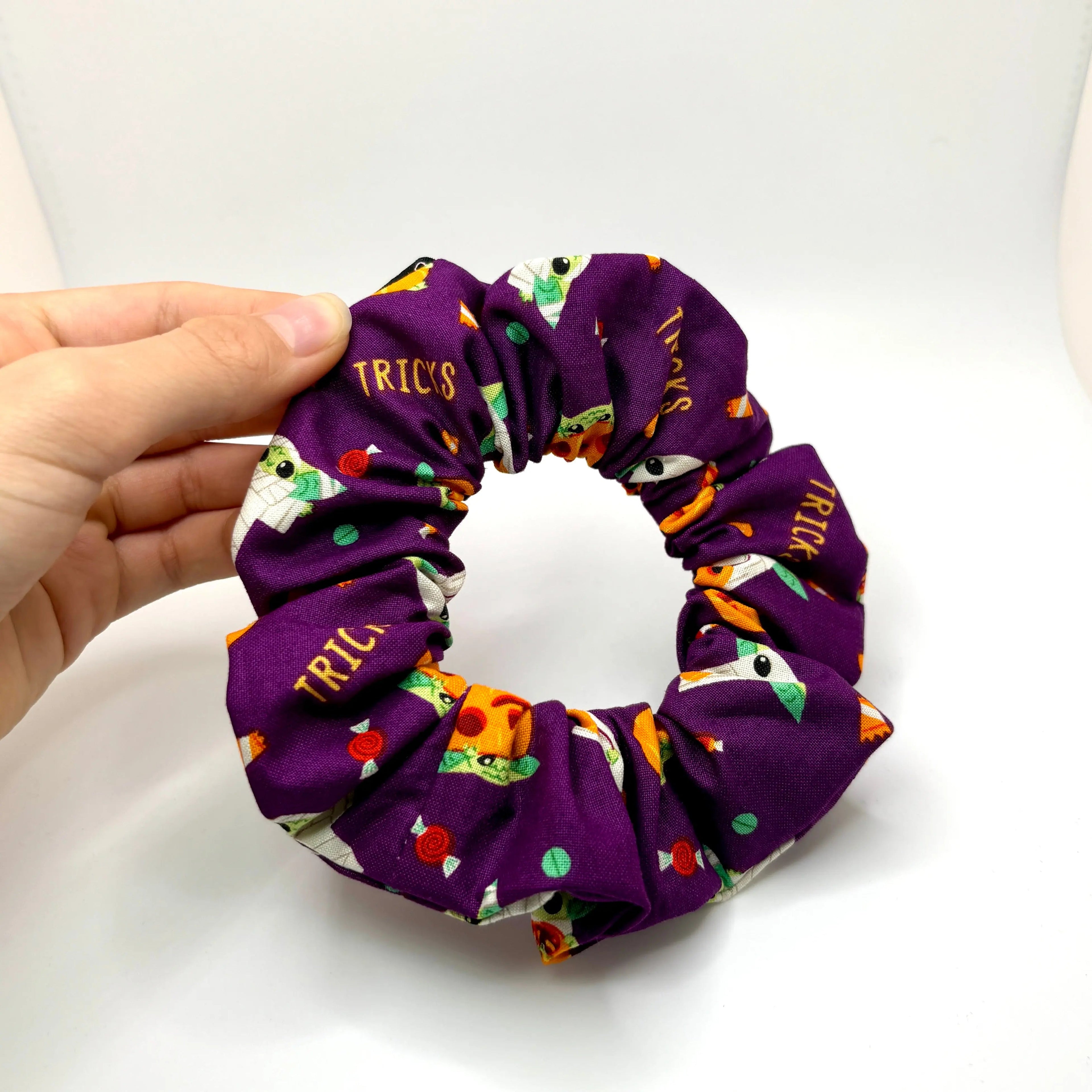 Mini Purple Baby Yoda Halloween Scrunchie