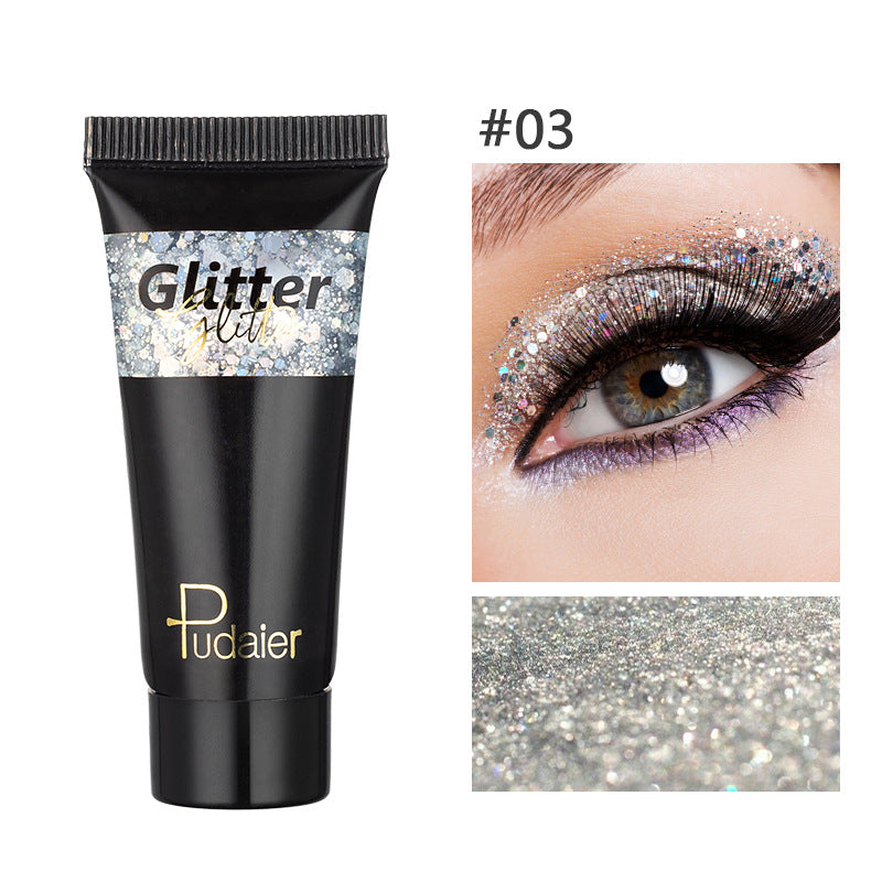 Makeup Pudaier monochrome glitter eyeshadow stage makeup face body glitter 12 color liquid eyeshadow
