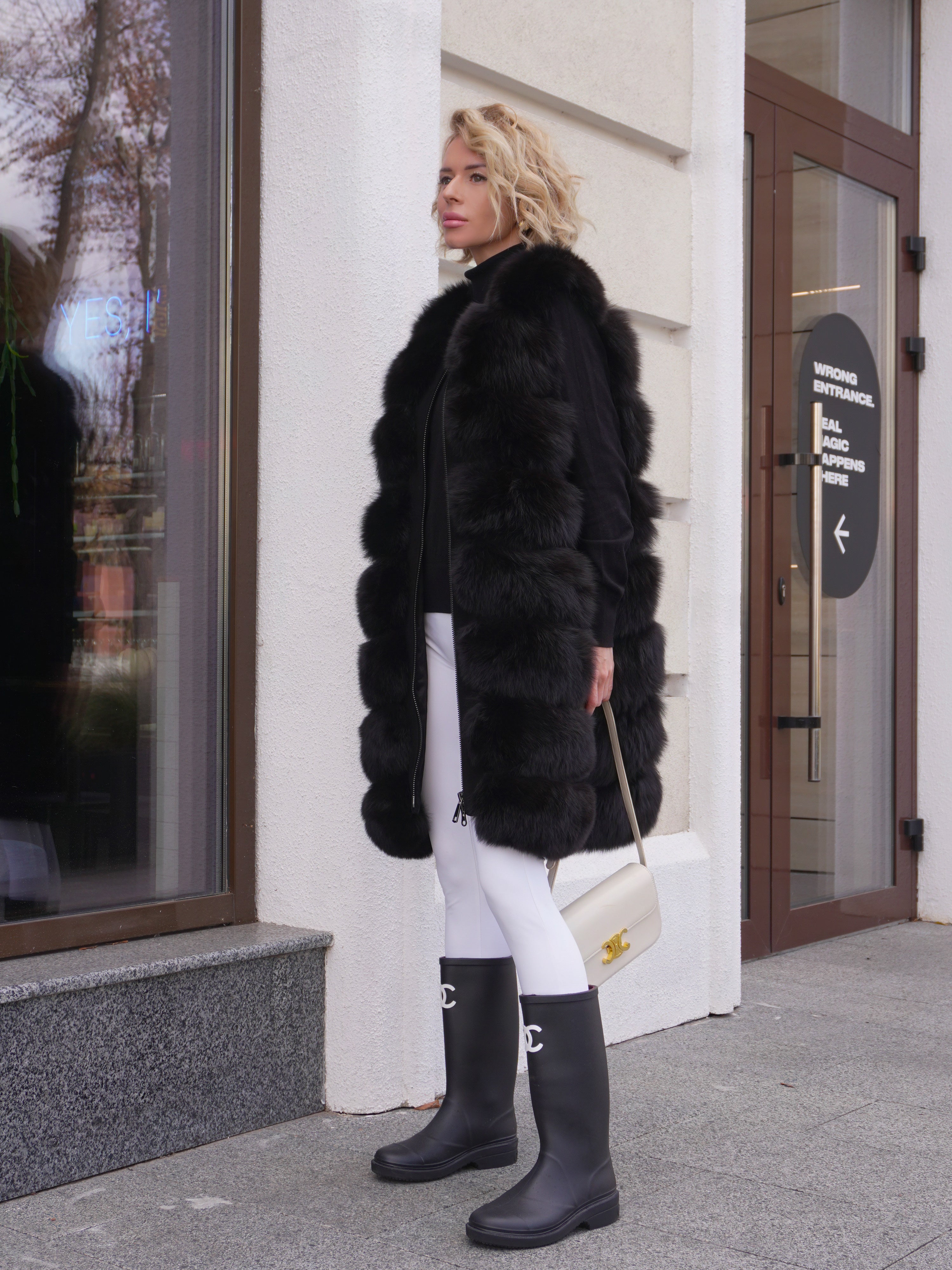 Genuine Polar Fox Fur Vest 90 cm