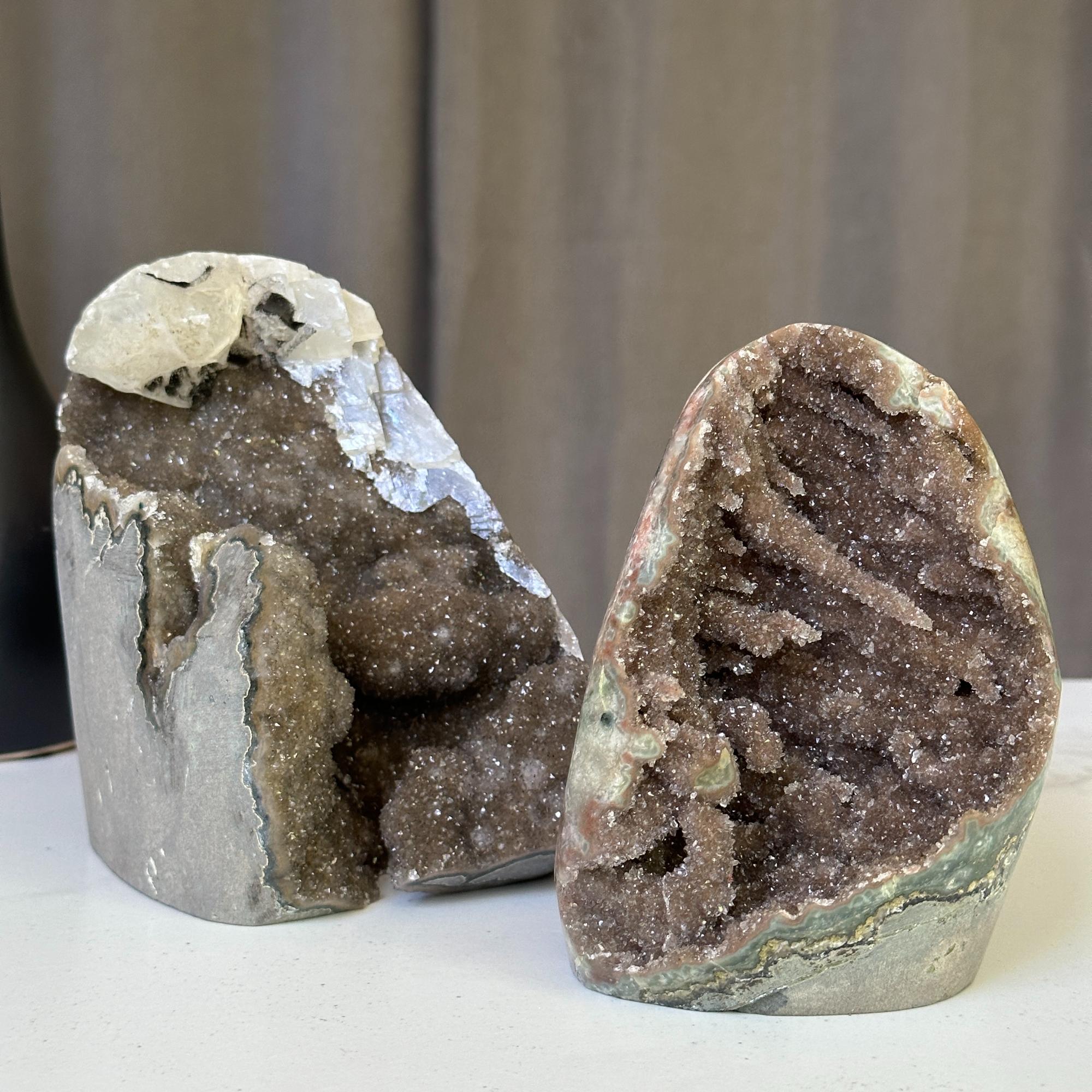 AAA Quality Uruguayan Amethyst Free Form With Calcite Set