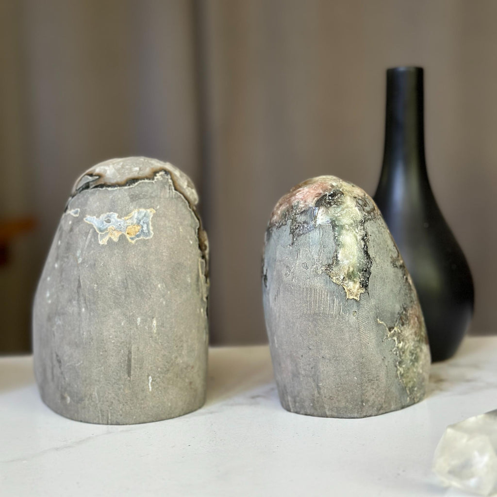 AAA Quality Uruguayan Amethyst Free Form With Calcite Set