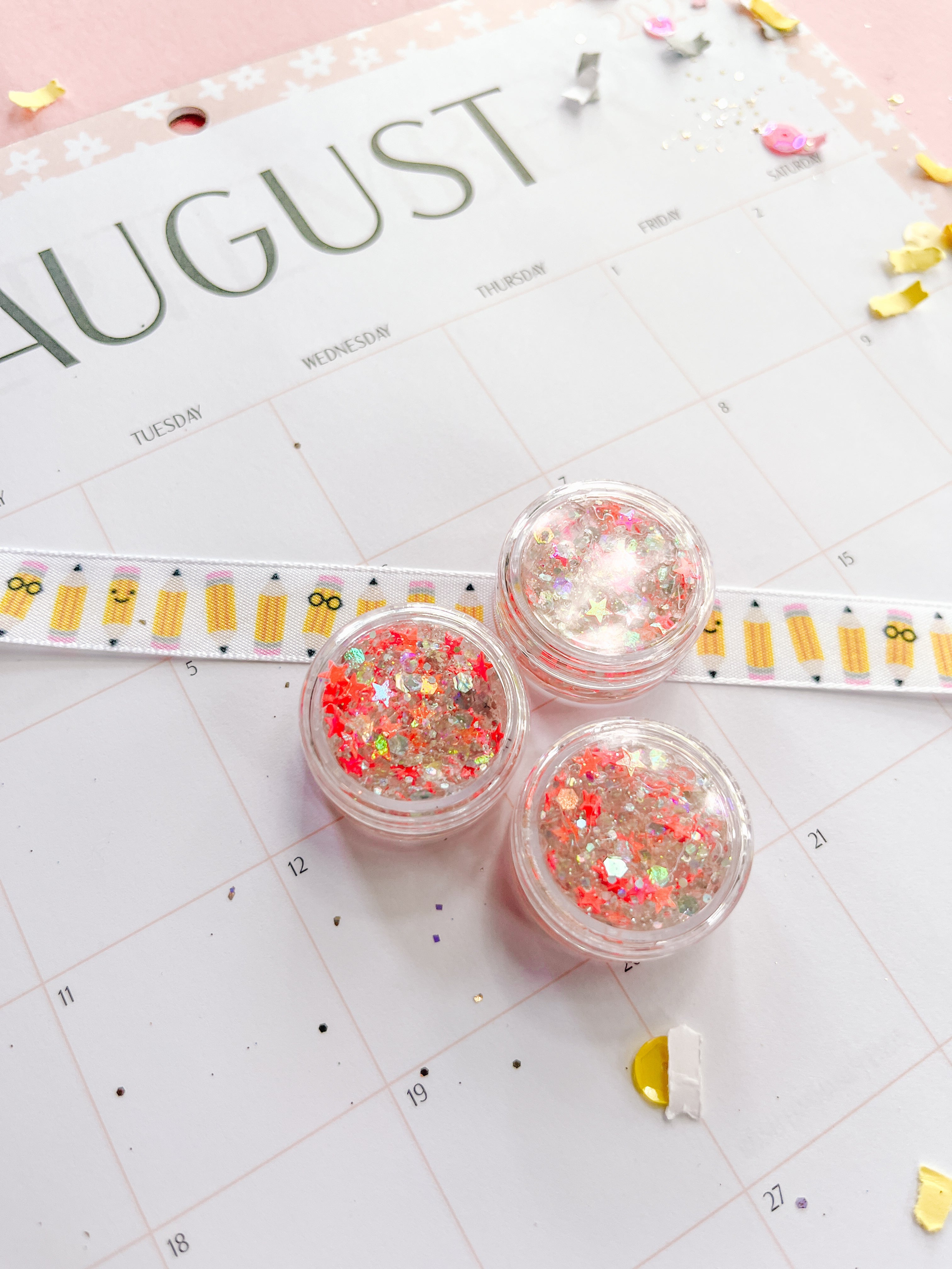 Neon Pink Stars Glitter Hair Gel