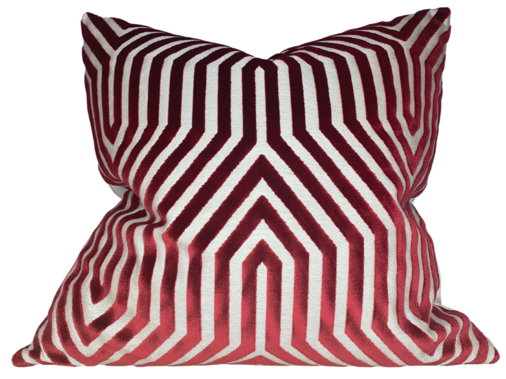 Vanderbilt Velvet Pillow Cover in Garnet Red, Schumacher Textiles