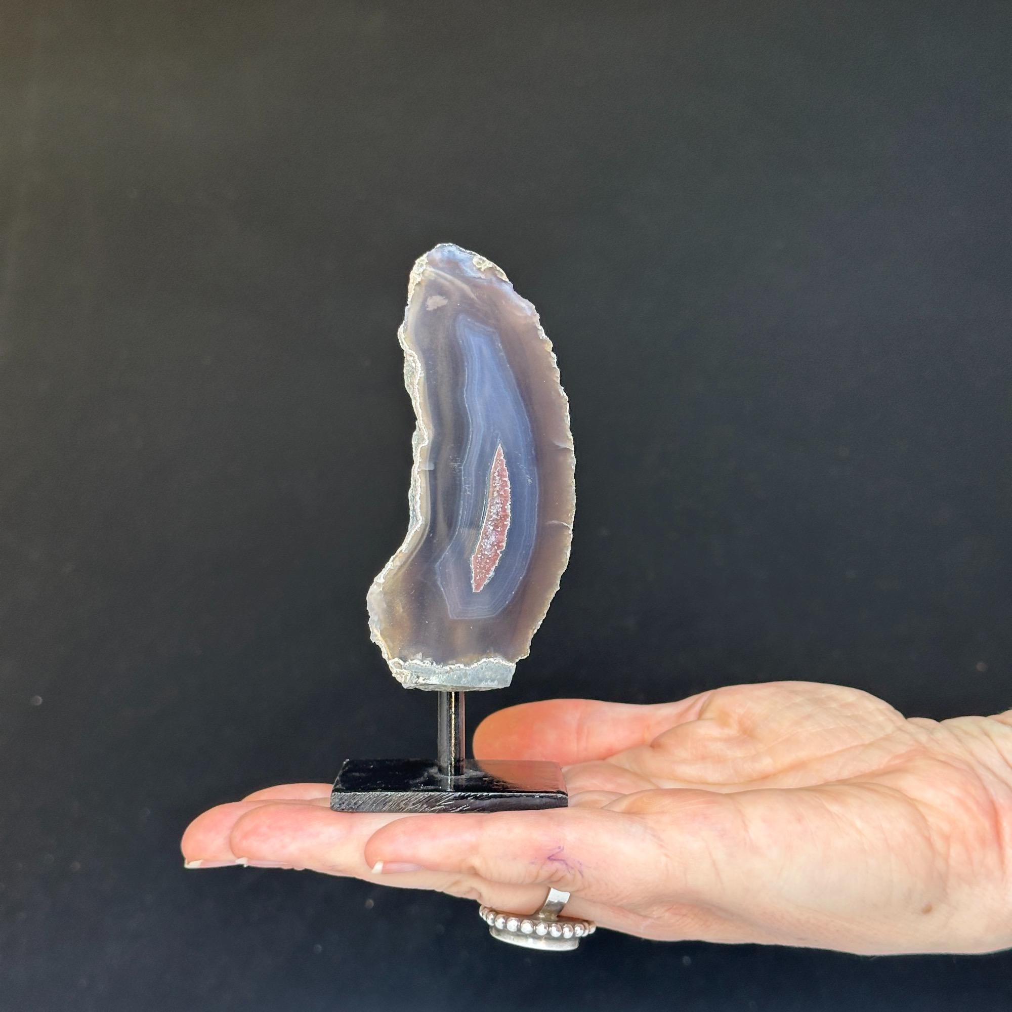 Agate Slice Set on Metal Stand for Desk & Nightstand
