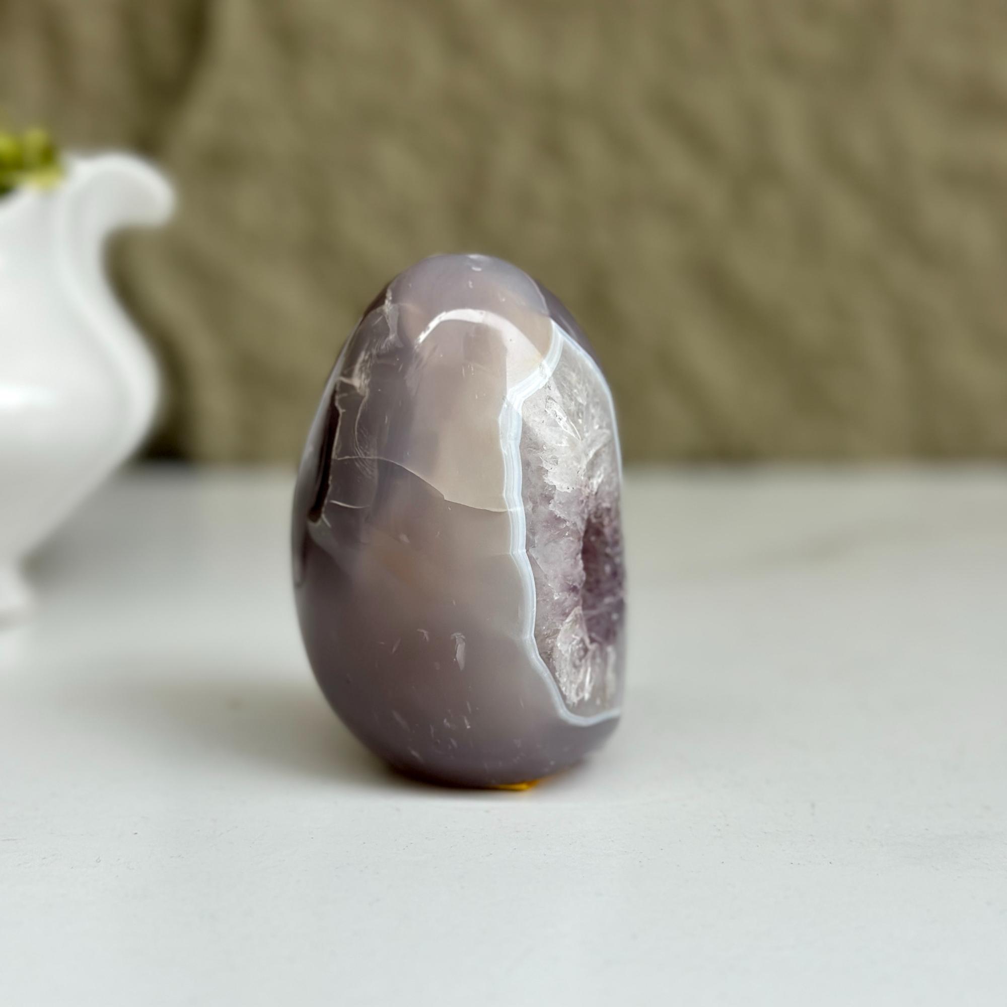 Amethyst Egg, Amethyst Quartz Crystal Cluster with agate formations, Amazing AAA Quality Geode Cave for collectors