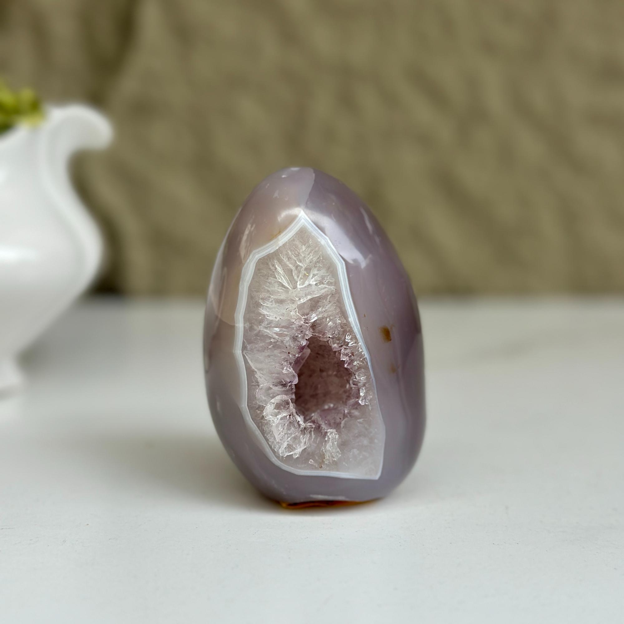 Amethyst Egg, Amethyst Quartz Crystal Cluster with agate formations, Amazing AAA Quality Geode Cave for collectors