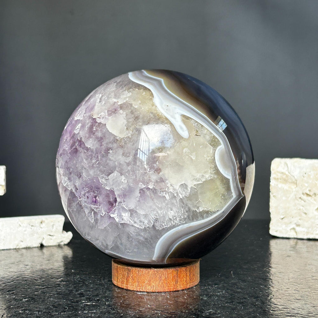 Amethyst and Agate Sphere, Open Crystal ball