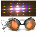 Steampunk Goggles with magnifying loupes UV glow neon orange prism diffraction lenses