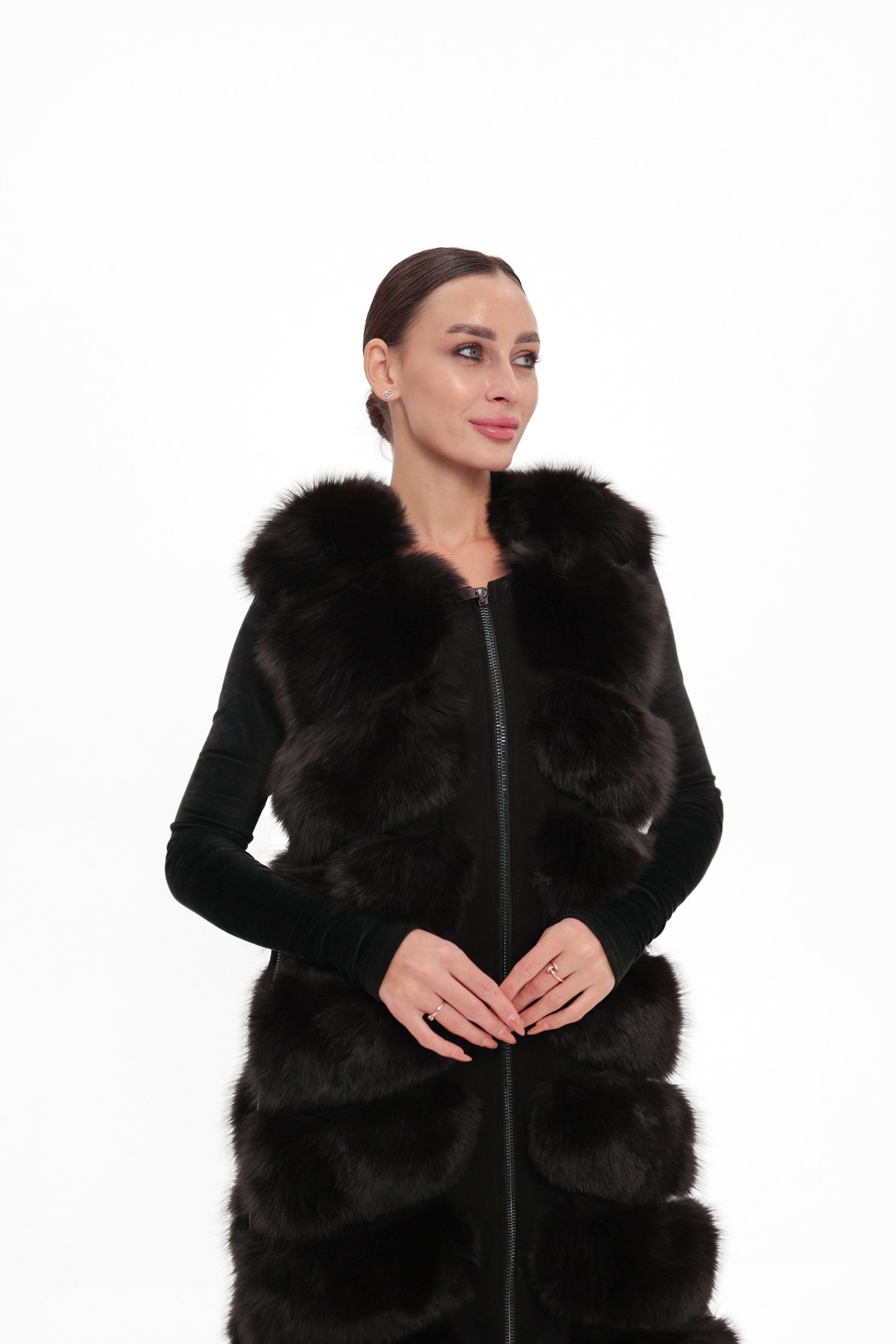 Genuine Polar Fox Fur Vest 90 cm