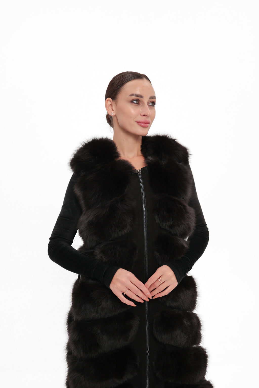 Genuine Polar Fox Fur Vest 110 cm