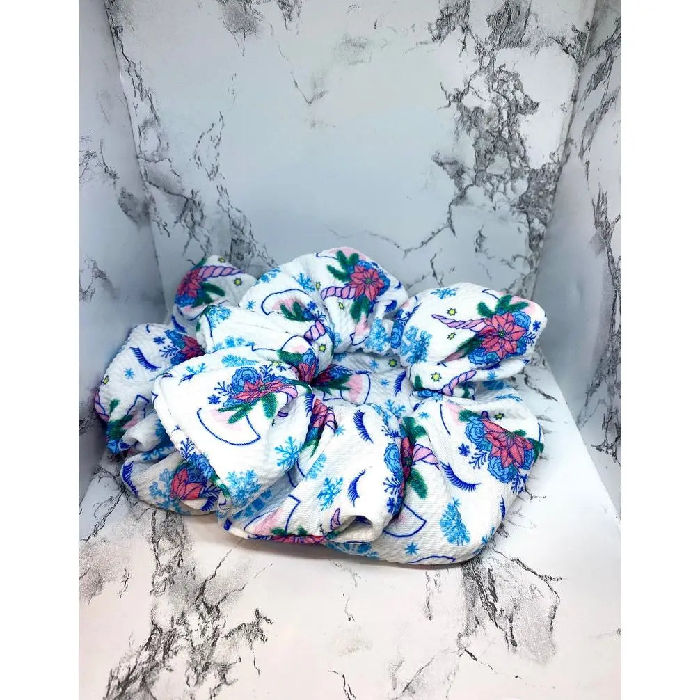 Snowflake Unicorn Winter Scrunchie