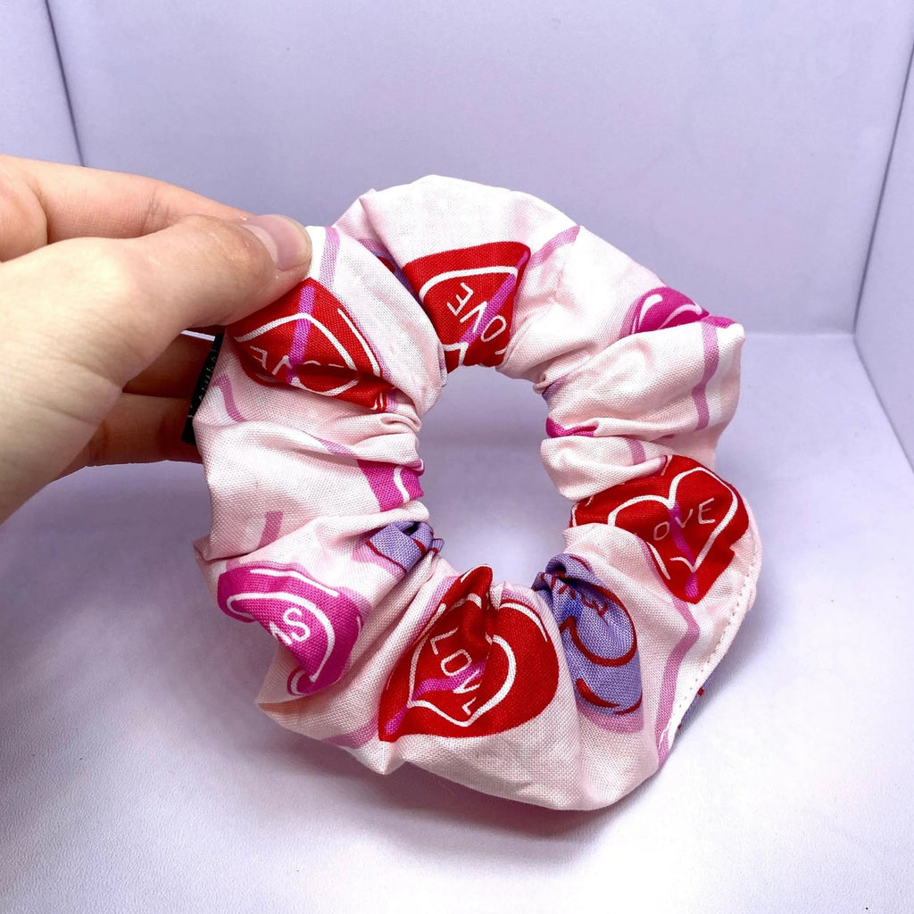 Mini Conversation Hearts Lollipop Valentine's Day Scrunchie