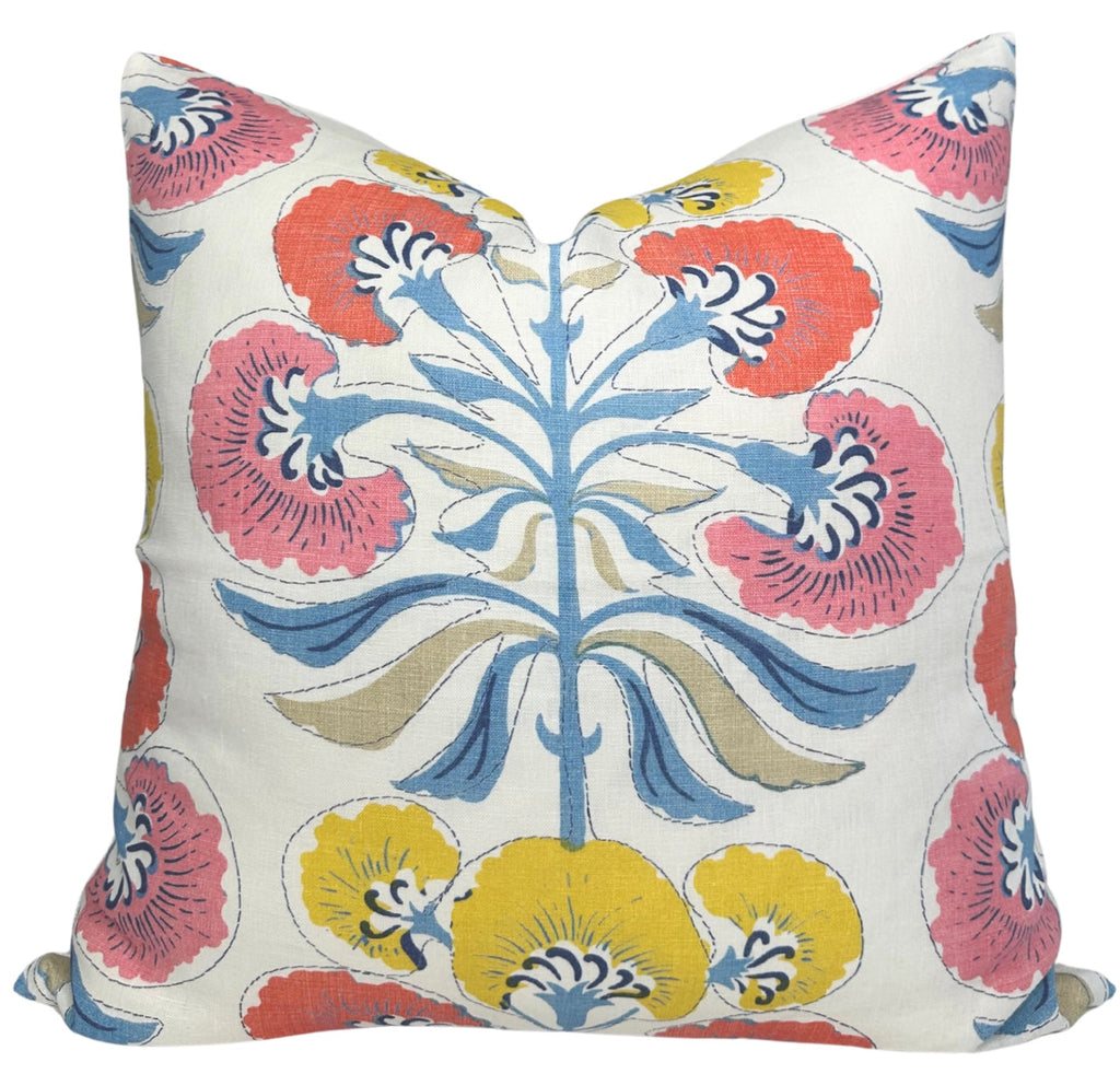 Tybee Tree Pillow Cover in Coral + Yellow, Thibaut Pillows