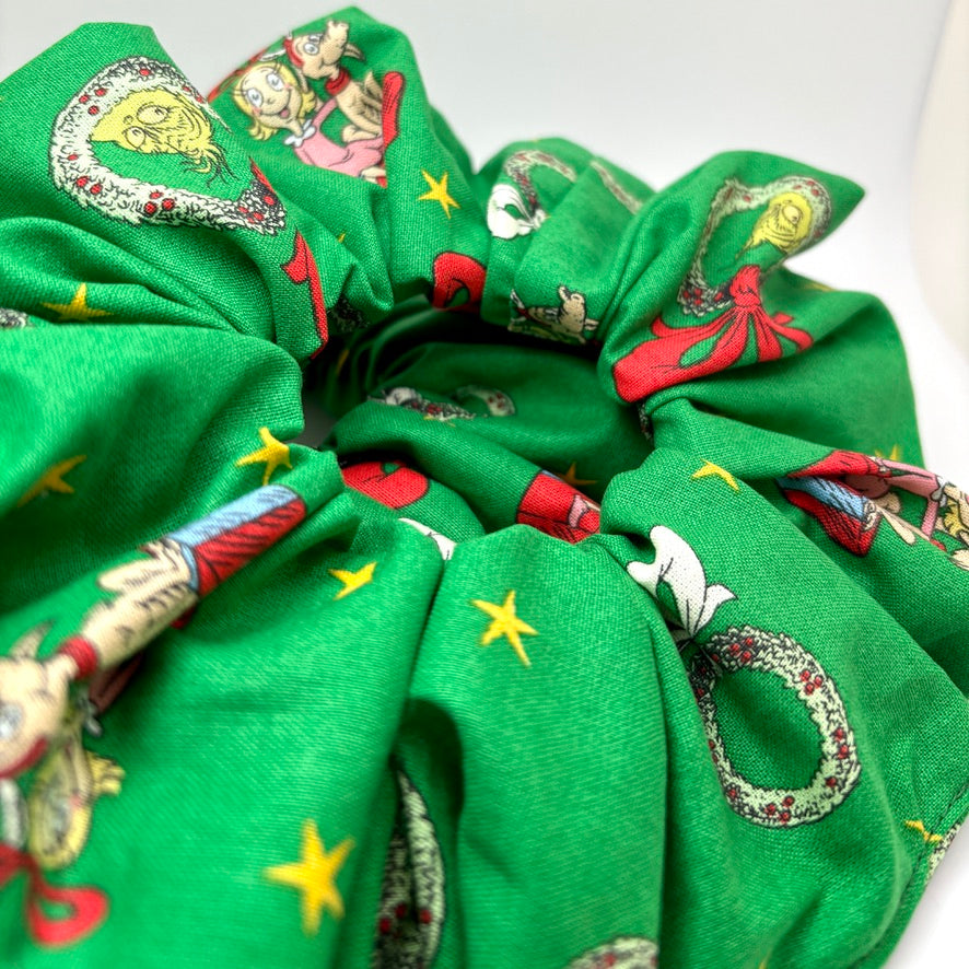 Green Grinch and Cindy Christmas Scrunchie