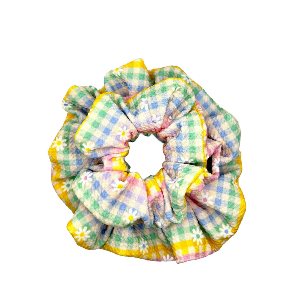 Spring Gingham Flower Mommy & Me Scrunchie Set