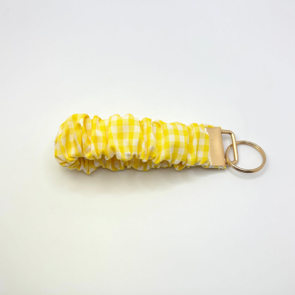 Yellow Gingham Spring Scrunchie Wristlet