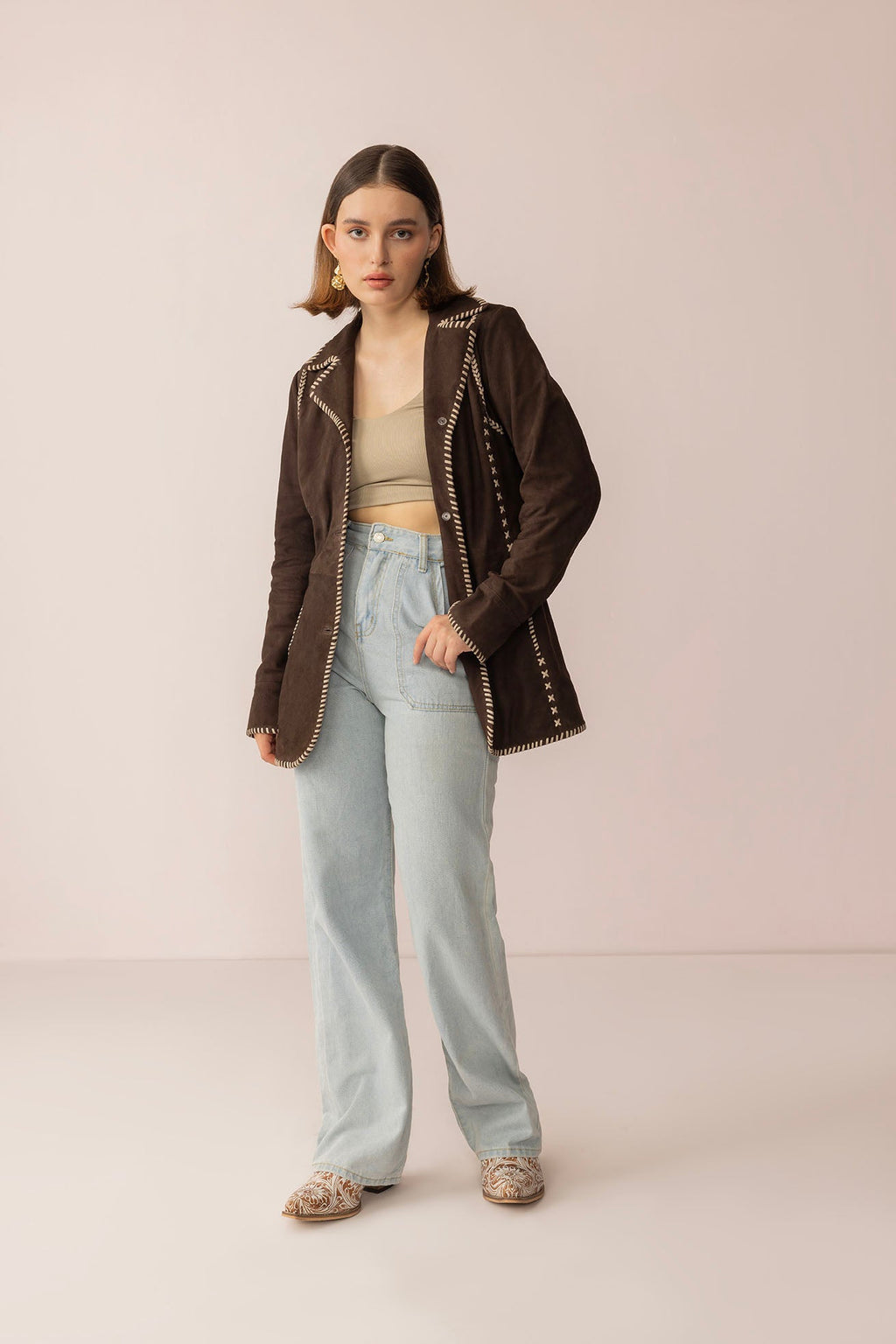 Wandering Compass Leather Jacket in Sierra Black