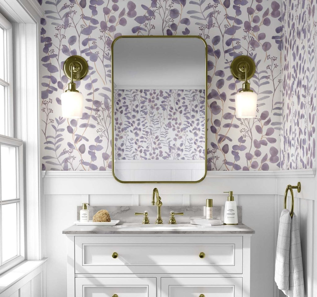 Lilac Eucalyptus Leaves Wallpaper | Kitchen + Metal