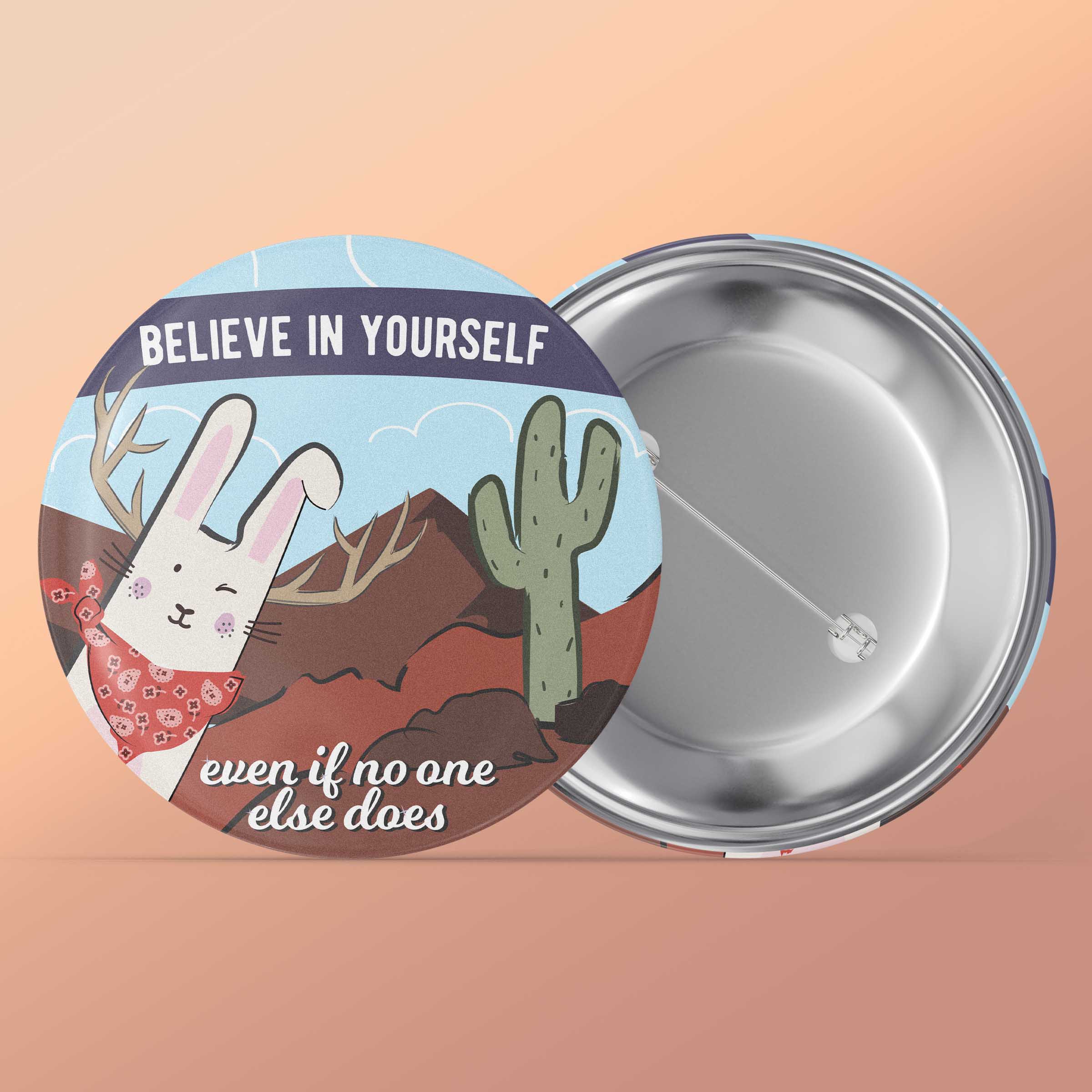 Believe Jackalope Pin - 2.25" Button