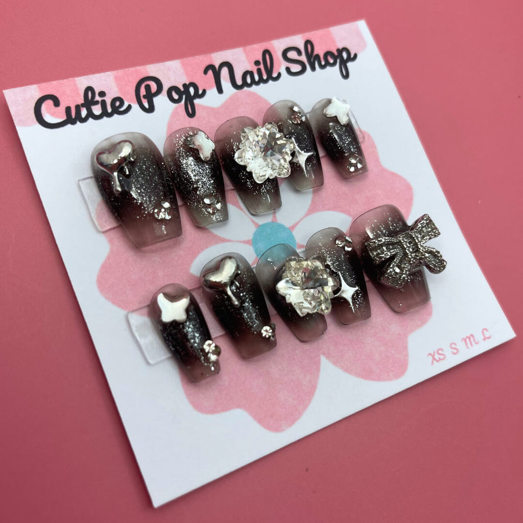 Black Gem Silver Glitter