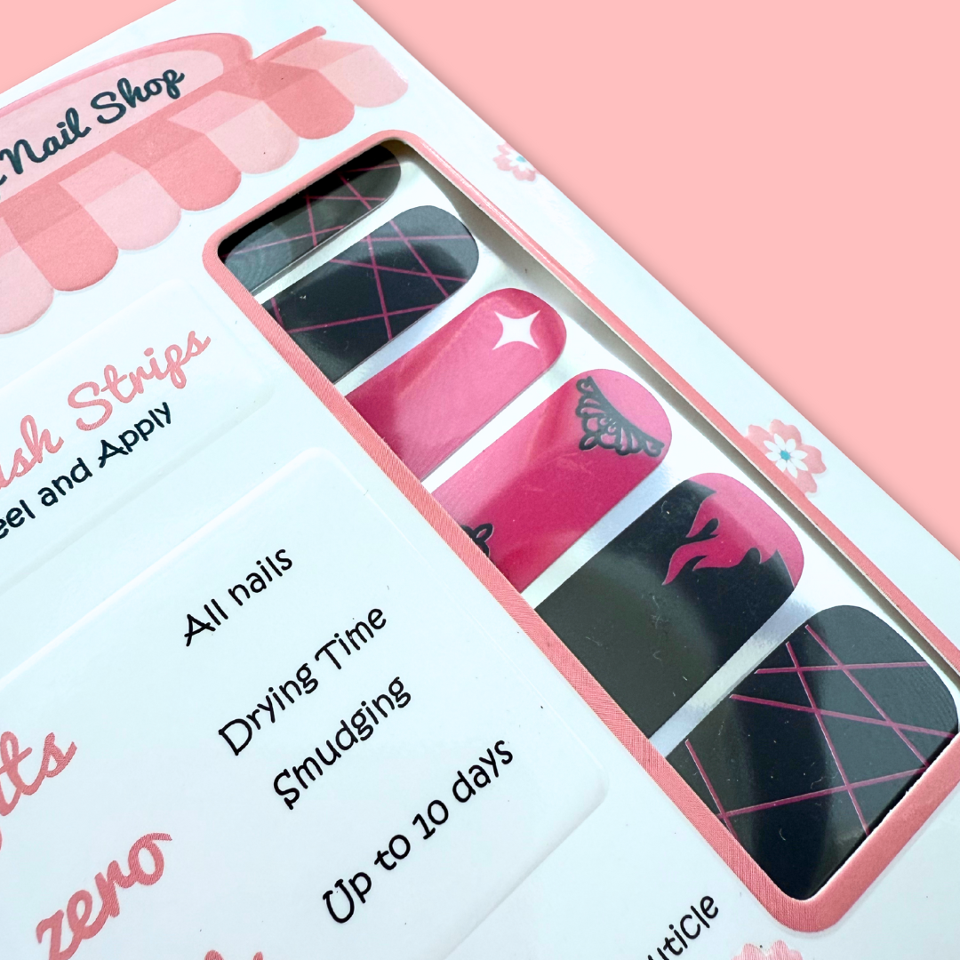 Black Pink Nail Strips