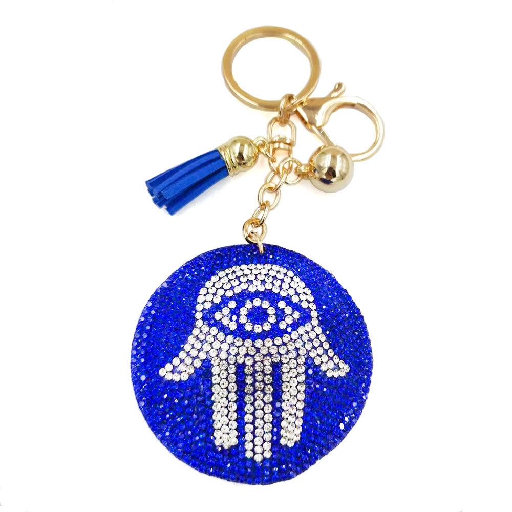 Bling Hamsa Hand Tassel Bag Charm