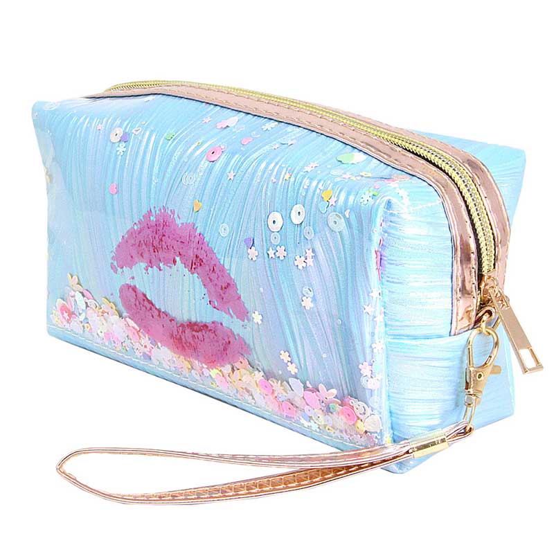 Kiss Lips Shaker Glitter Pouch Bag