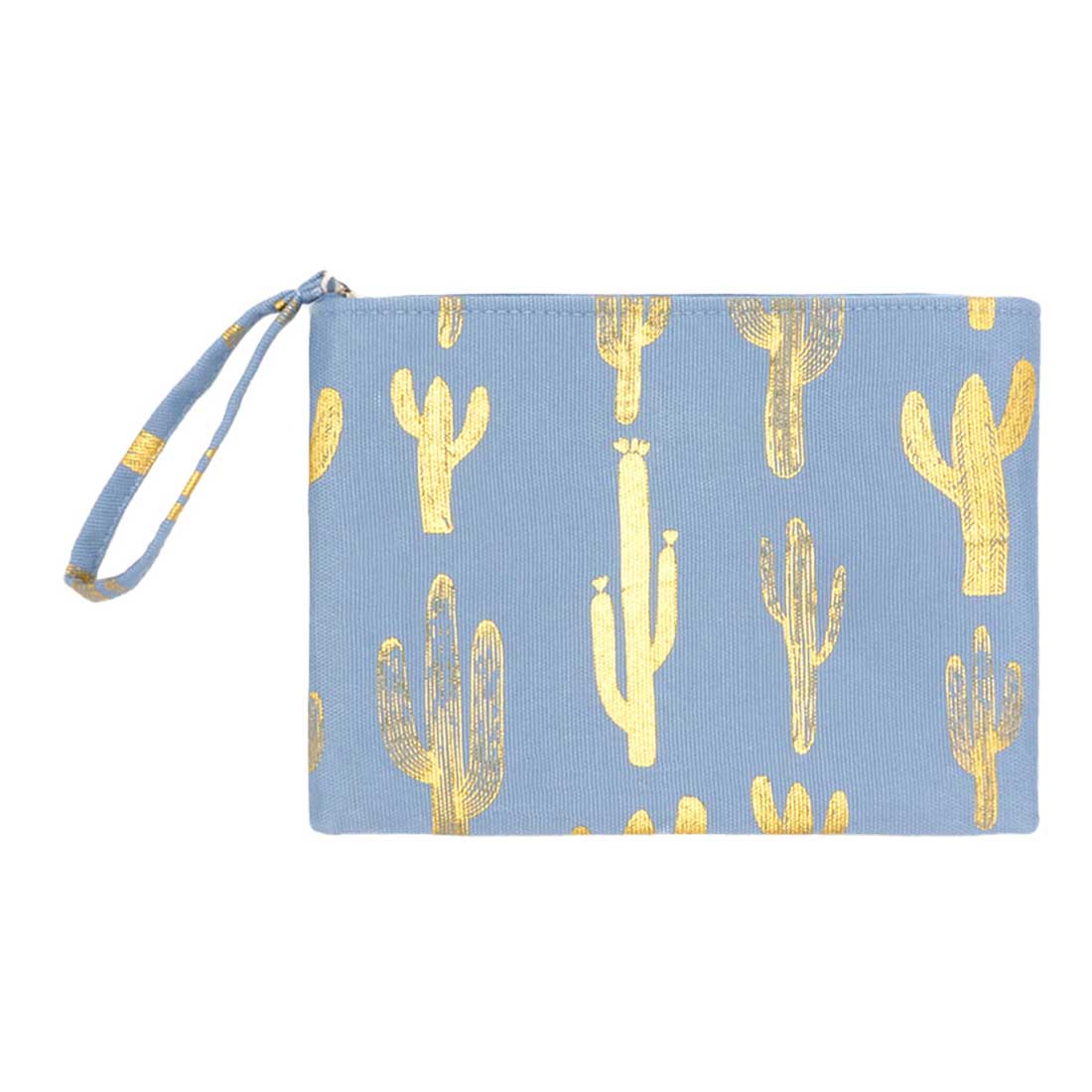 Metallic Cactus Patterned Pouch Clutch Bag