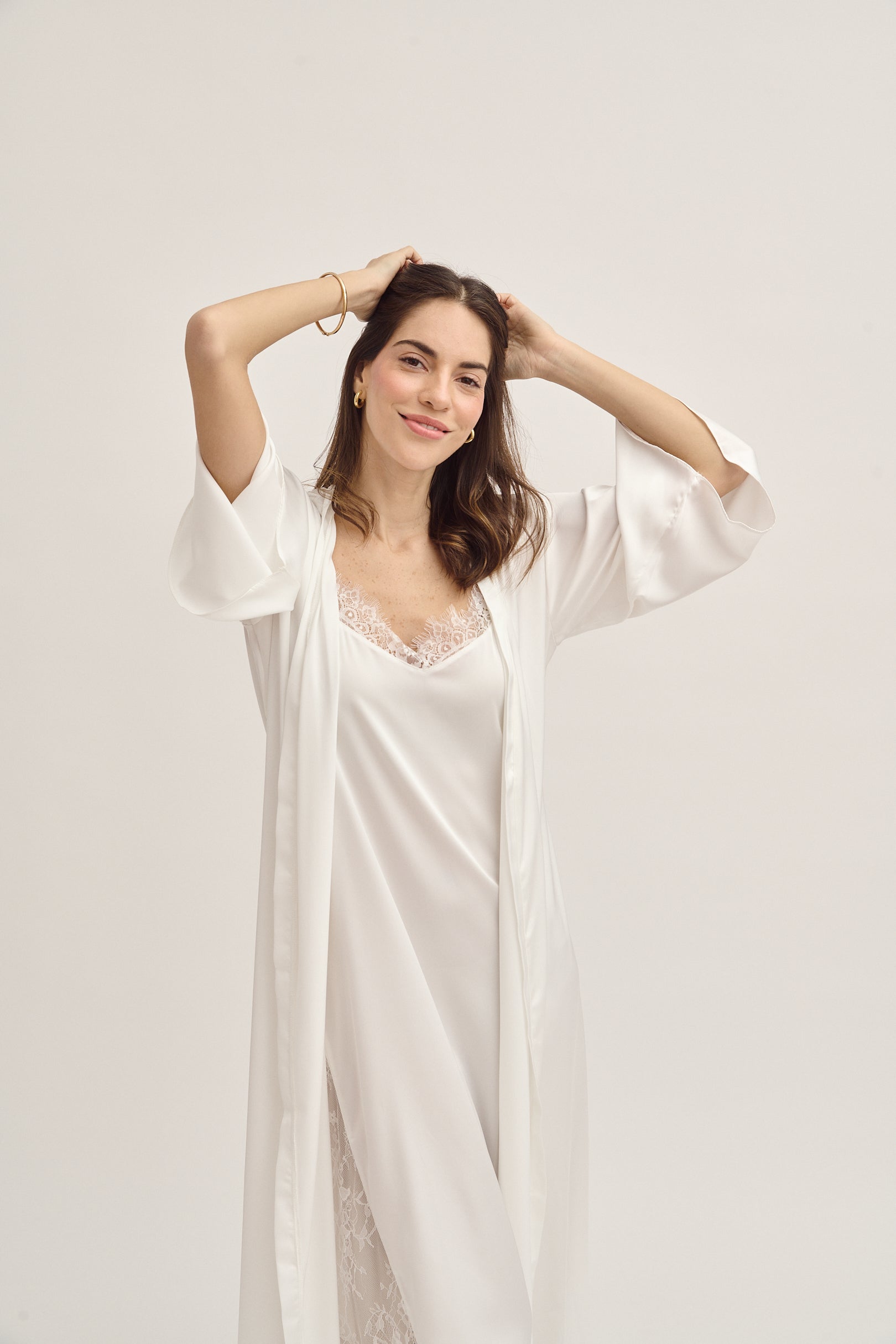 Washable Silk Kimono & Dress Bridal Set