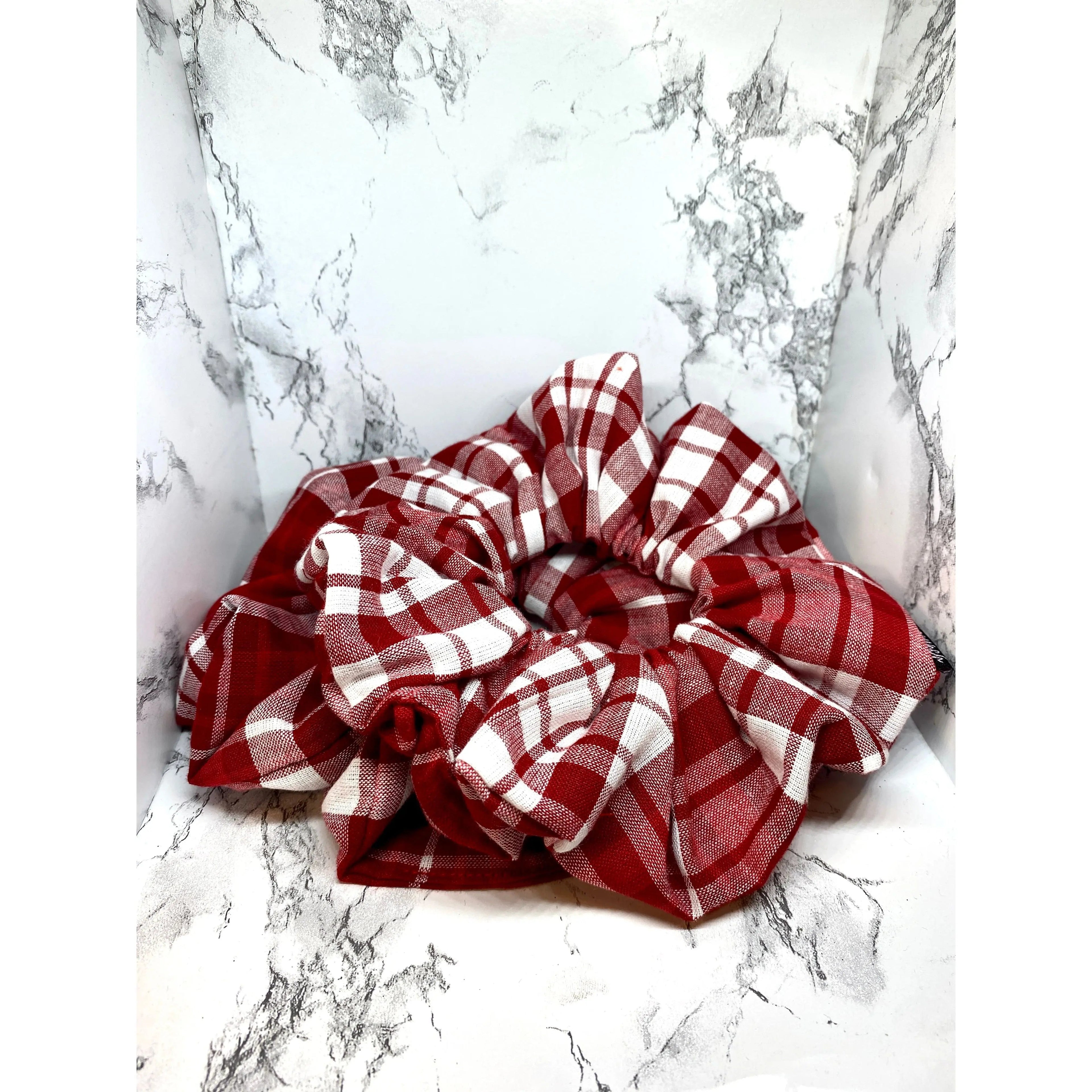 Red Plaid Christmas Scrunchie