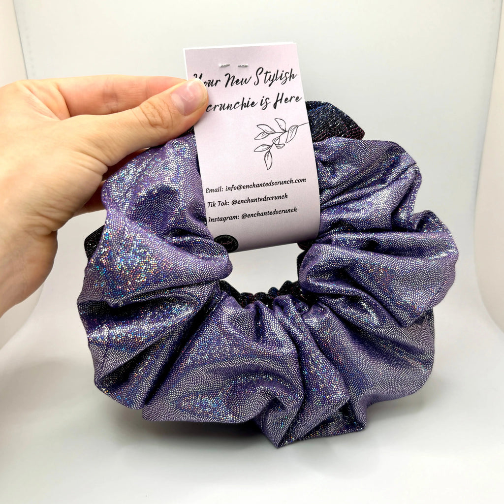 Purple Holographic & Sparkle Scrunchie Set