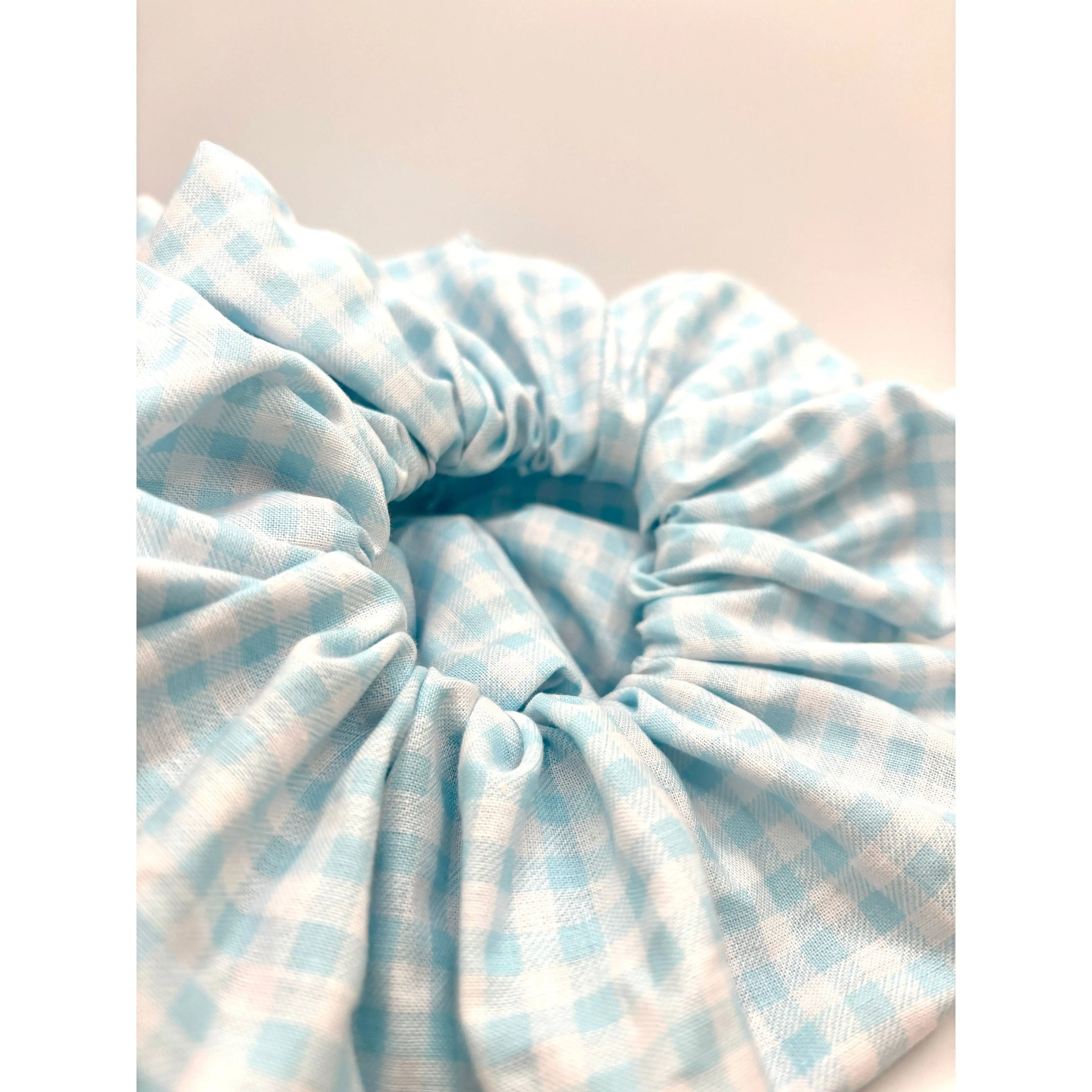 Light Blue Gingham Spring Scrunchie