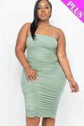 Double Ruched Front And Ruched Back Detail Mini Dress