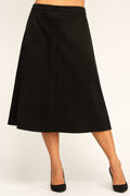 Button-front Faux Suede Aline Midi Skirt