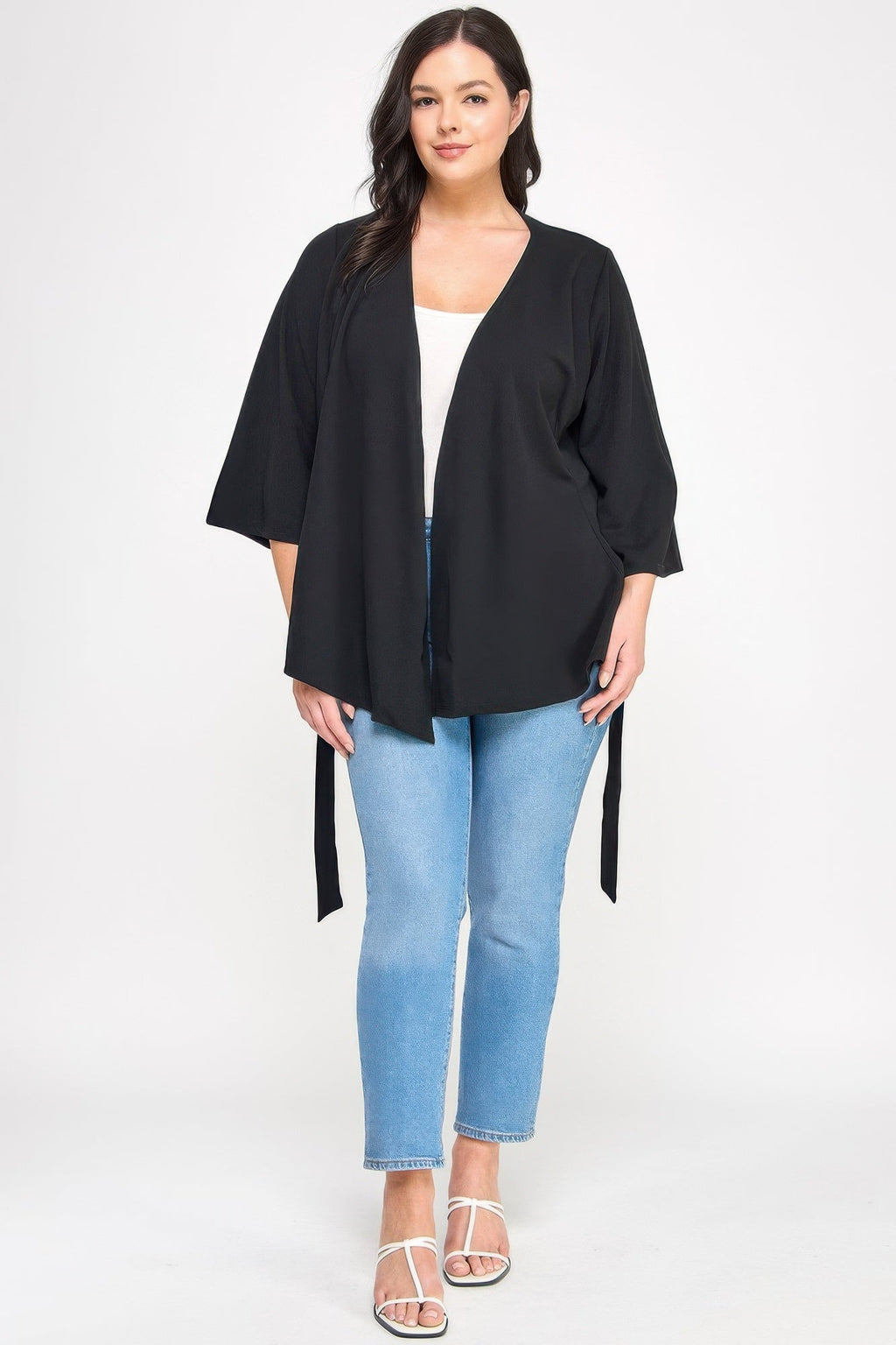 Black Wrap Tie-waist Jacket