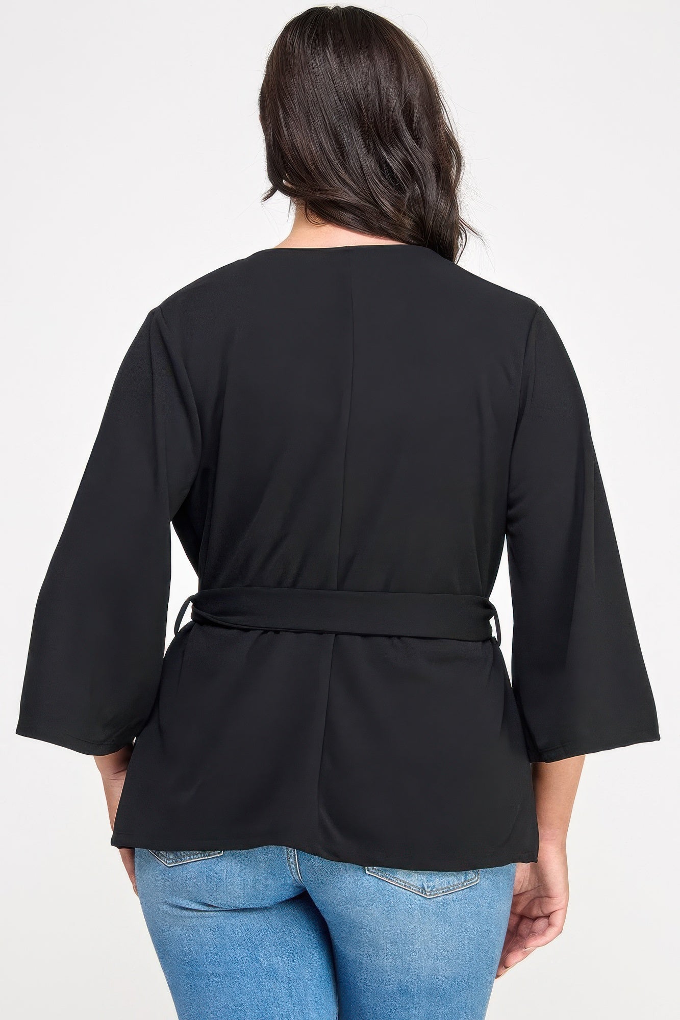 Black Wrap Tie-waist Jacket