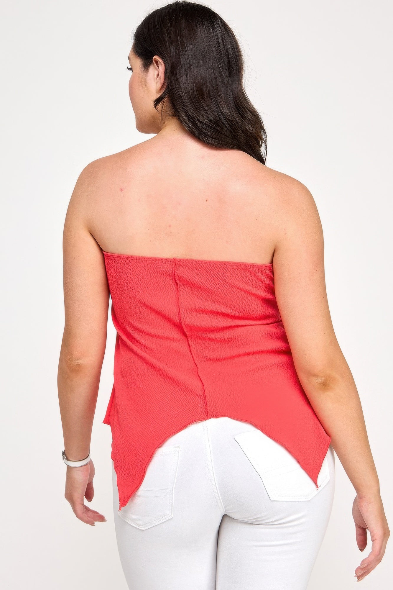 Plus Size Strapless O-ring Asymmetric Top