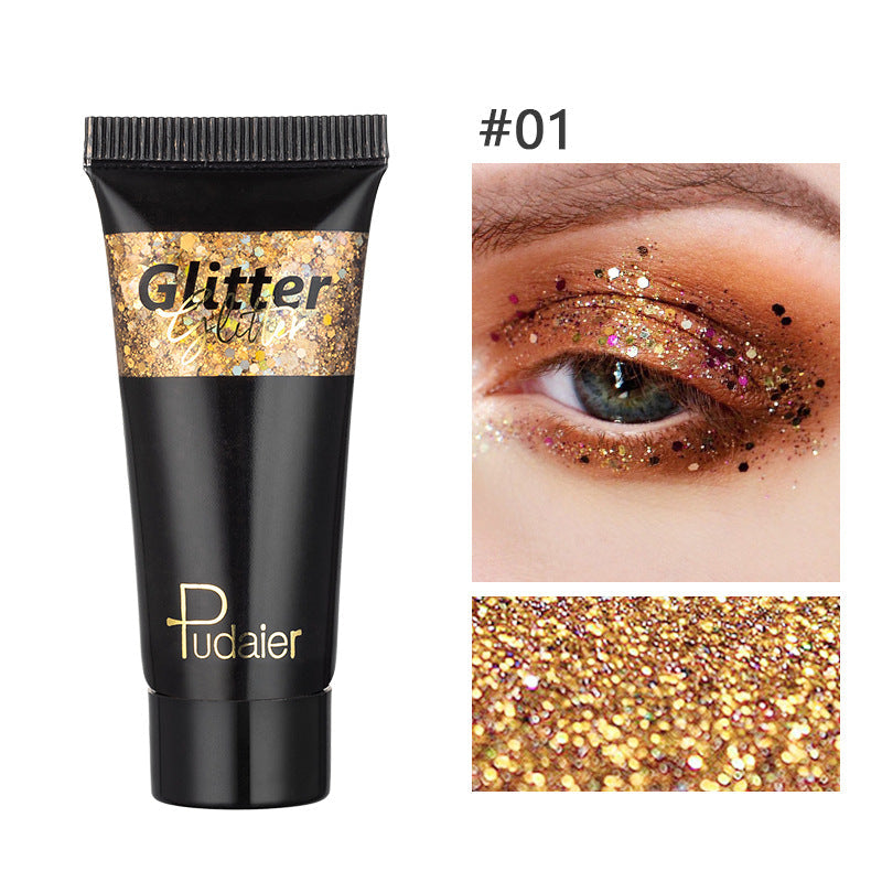 Makeup Pudaier monochrome glitter eyeshadow stage makeup face body glitter 12 color liquid eyeshadow