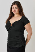 Knit Rib Open Circle Trim Top
