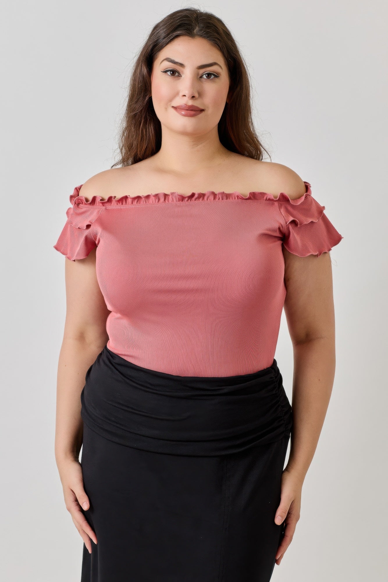 Knit Rib Double Ruffle Top