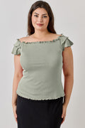 Knit Rib Double Ruffle Top