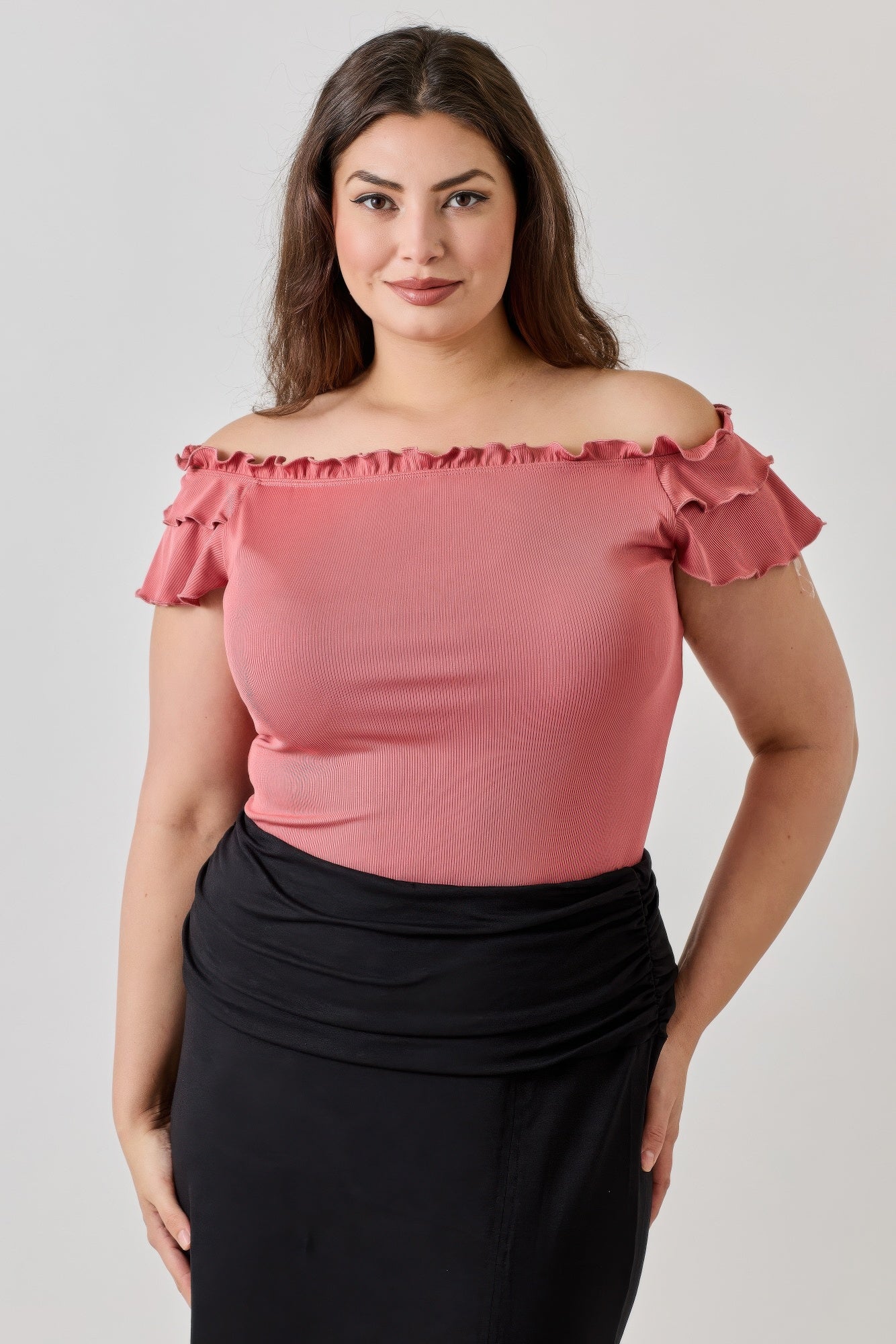 Knit Rib Double Ruffle Top